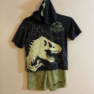 Jurassic World Kids T-Rex Tee and Shorts Set - Black and Green: Size 8
